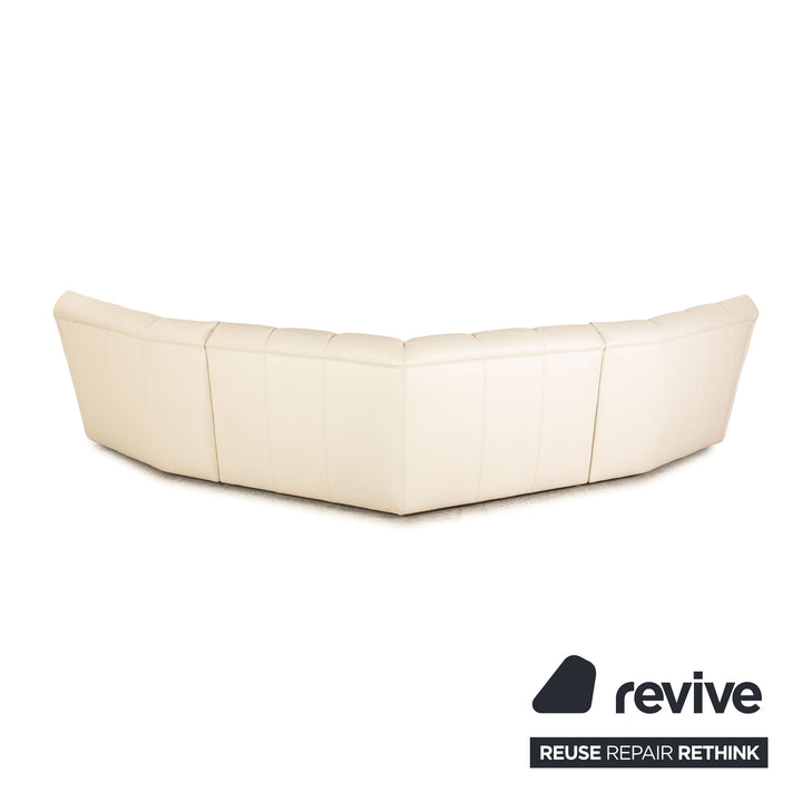 Canapé d'angle en cuir Bretz Cloud 7 blanc crème