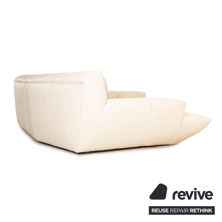 Canapé d'angle en cuir Bretz Cloud 7 blanc crème