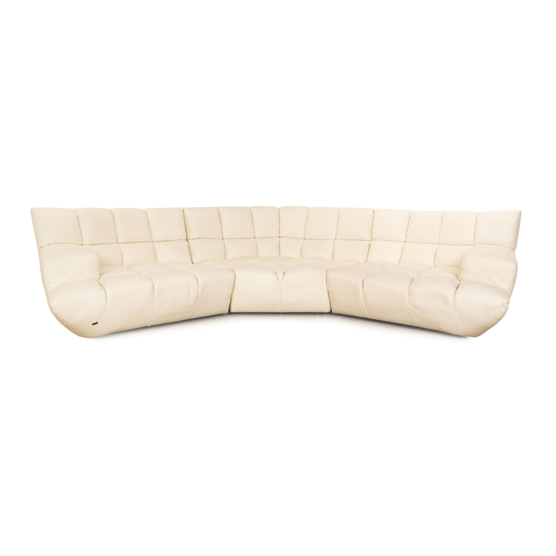 Canapé d'angle en cuir Bretz Cloud 7 blanc crème