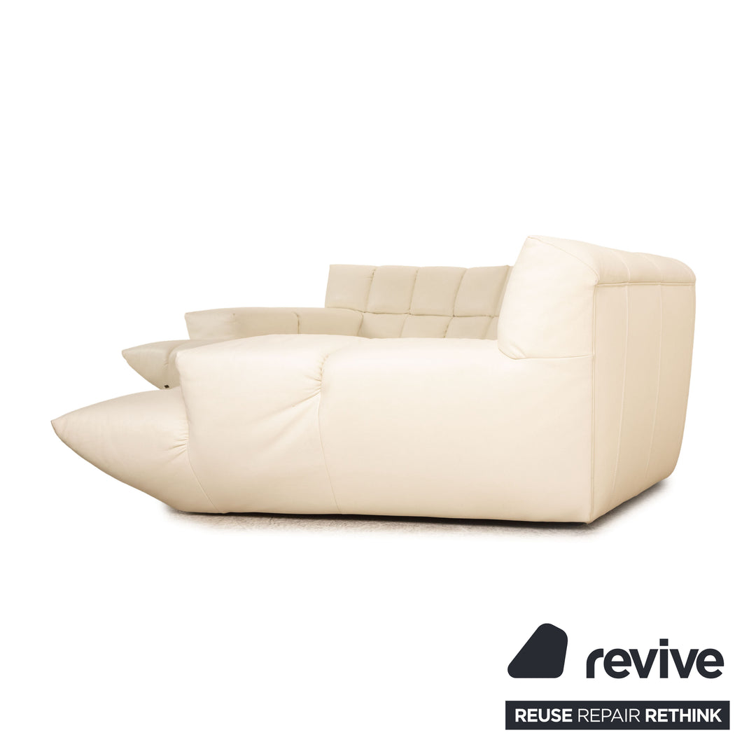 Canapé d'angle en cuir Bretz Cloud 7 blanc crème