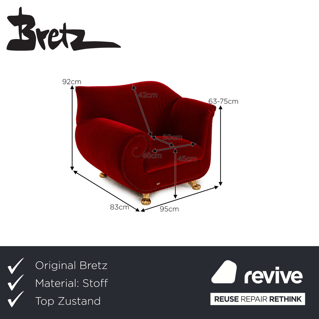 Bretz Gaudi Stoff Sessel Rot Samt