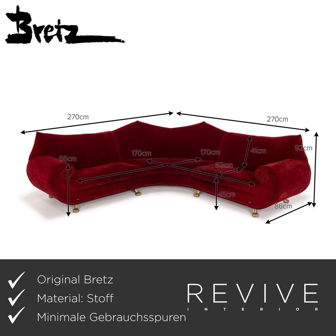 Bretz Gaudi Stoff Sofa Rot Ecksofa Samt
