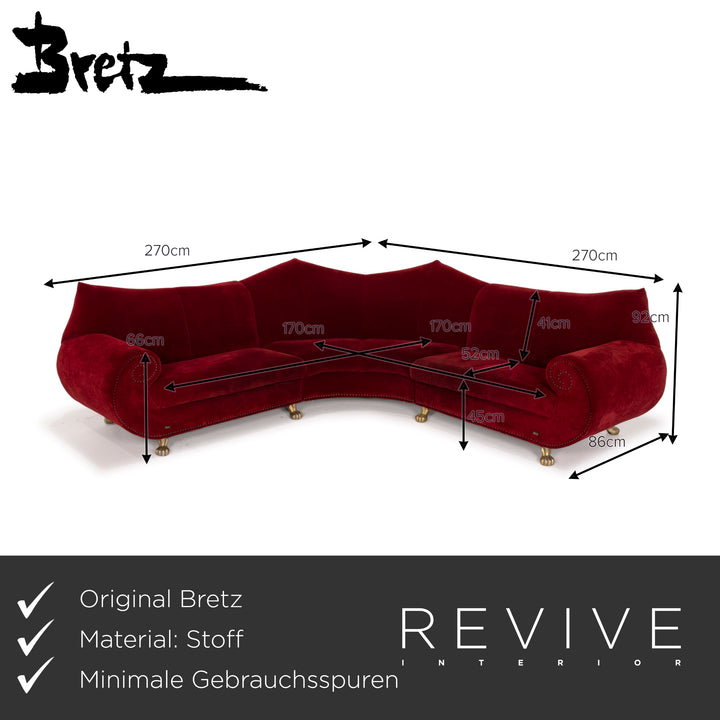 Bretz Gaudi Stoff Sofa Rot Ecksofa Samt