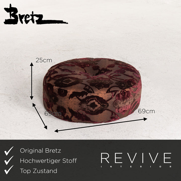 Bretz Hocker Samtstoff Lila Gemustert Pouf #13484