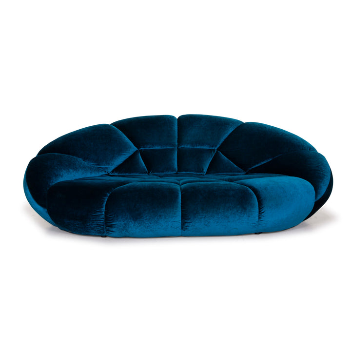 Bretz Kautsch Blau Stoff Sofa Dreisitzer Samt #15039