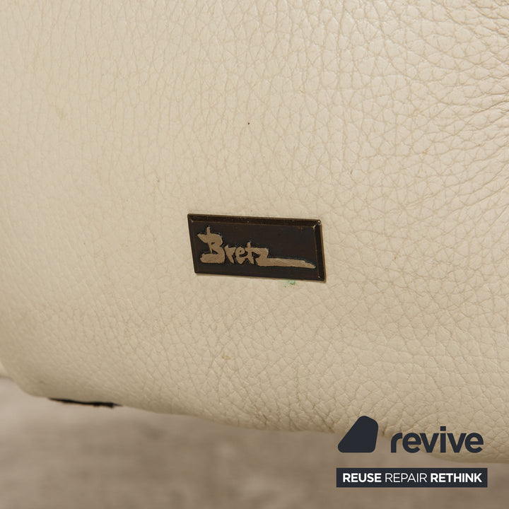 Bretz Leather Two Seater Cream Sofa Couch