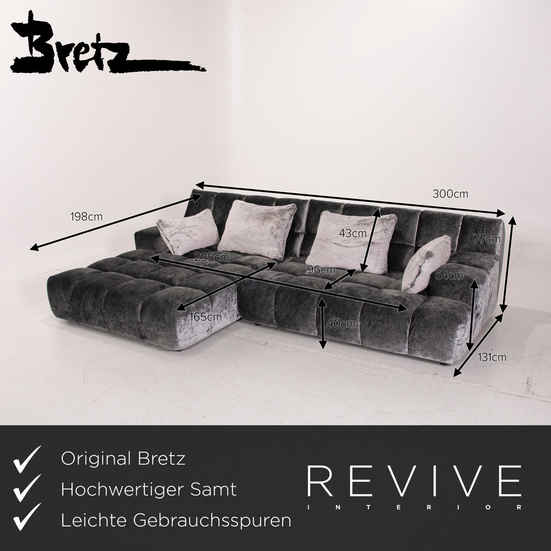 Bretz Ocean 7 Fabric Sofa Gray Velvet Corner Sofa #15127