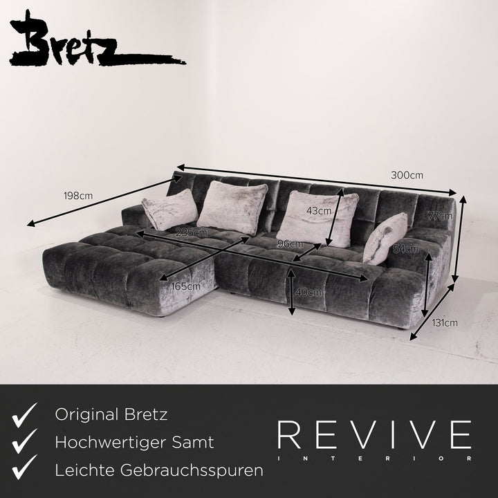 Bretz Ocean 7 Fabric Sofa Gray Velvet Corner Sofa #15127