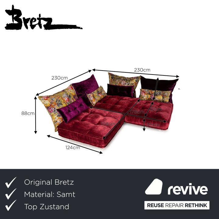 Bretz Ohlinda Samt Sofa Rot Ecksofa Couch