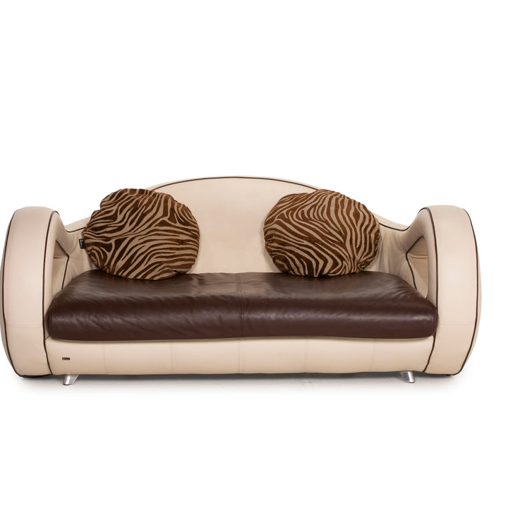 Canapé trois places Bretz Slow Rider en cuir marron crème