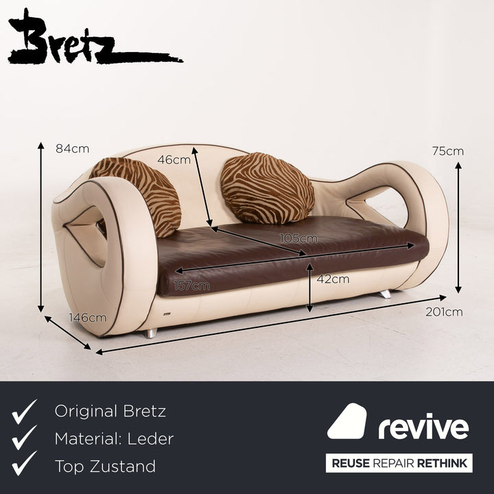 Canapé trois places Bretz Slow Rider en cuir marron crème