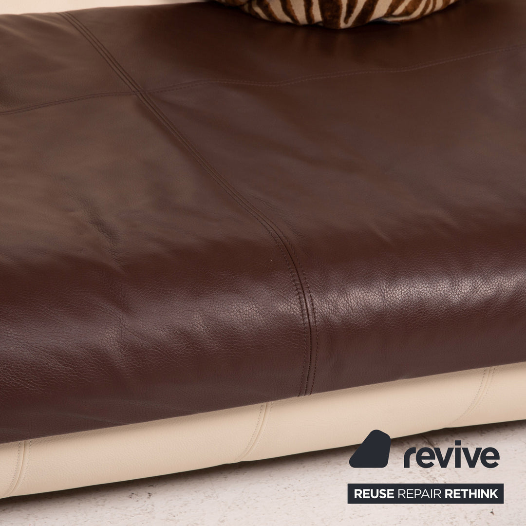 Canapé trois places Bretz Slow Rider en cuir marron crème