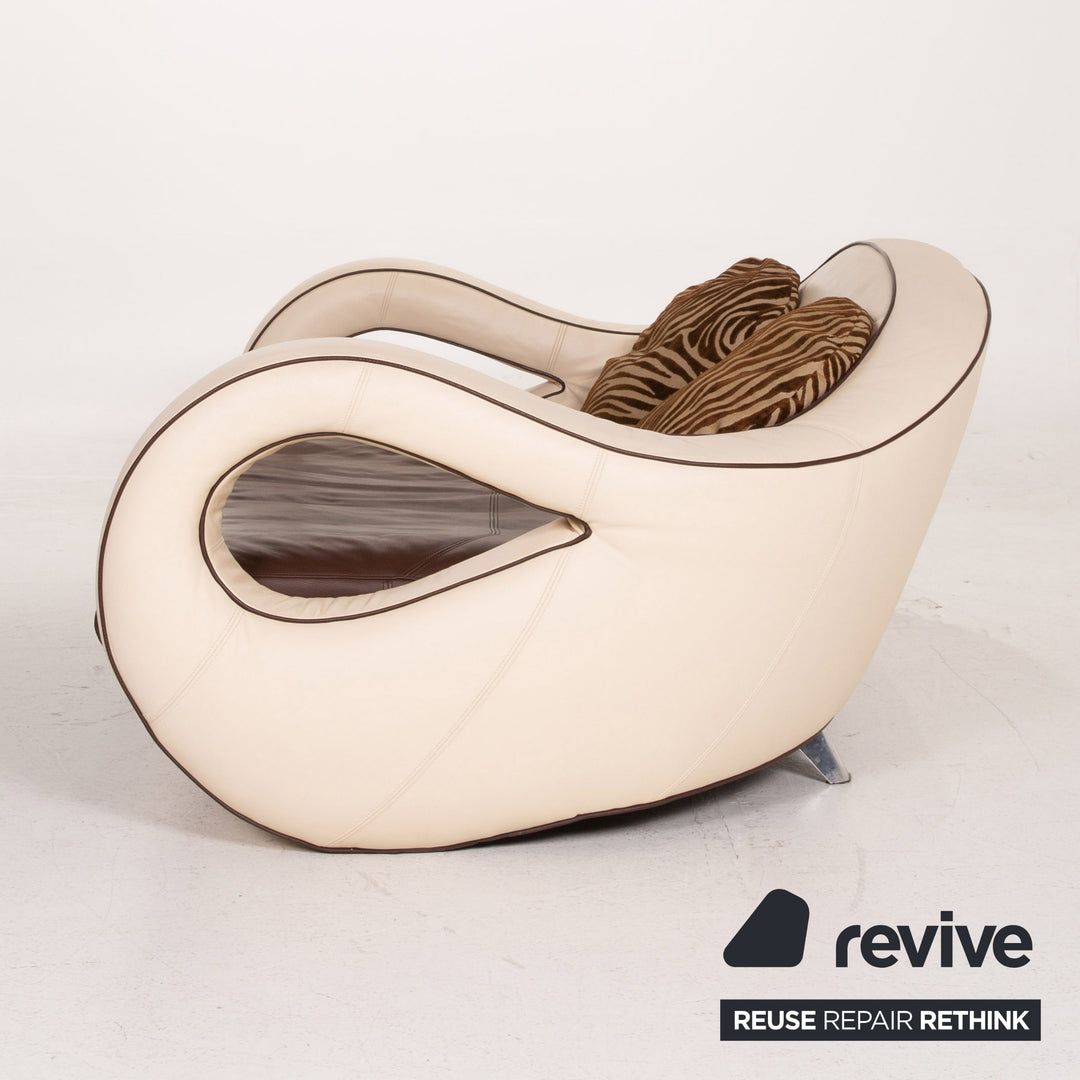 Canapé trois places Bretz Slow Rider en cuir marron crème