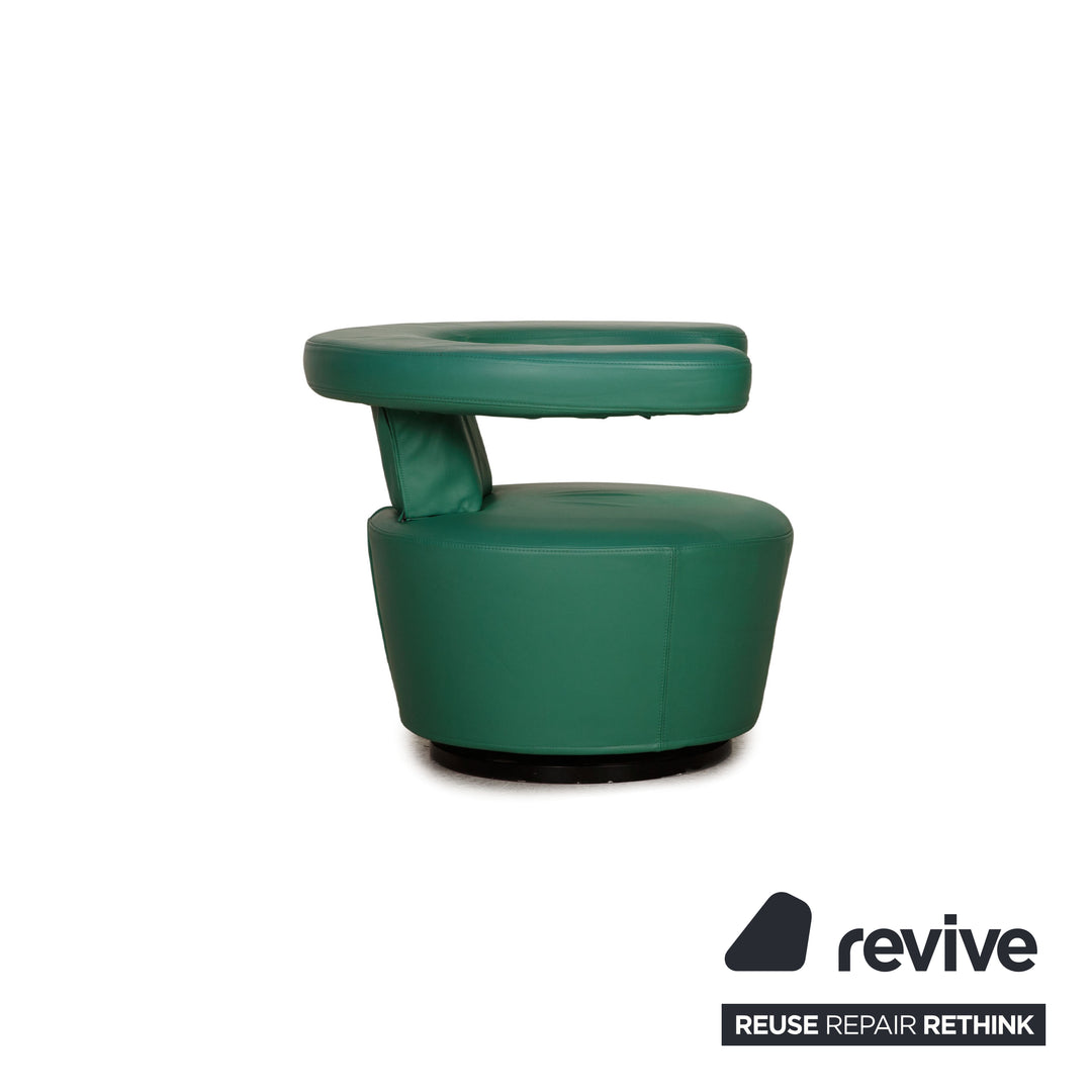 Brühl Big Arm Leather Armchair Green Swivel function