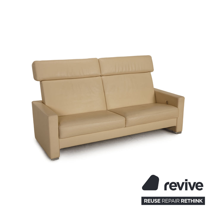 Brühl Francis leather sofa cream two-seater couch function