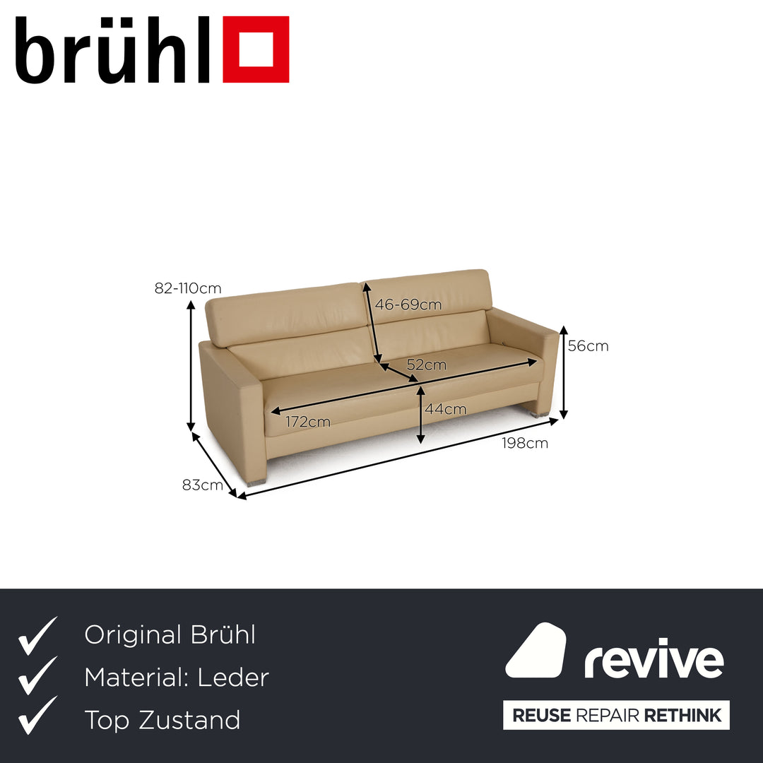 Brühl Francis leather sofa cream two-seater couch function