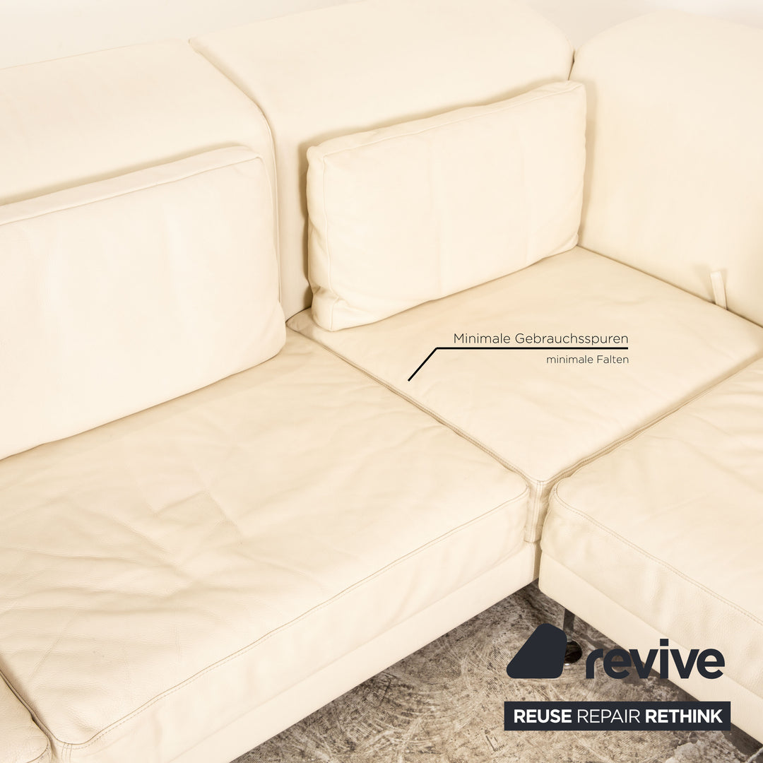 Brühl Moule Leather Sofa Cream Corner Sofa Couch Manual Function