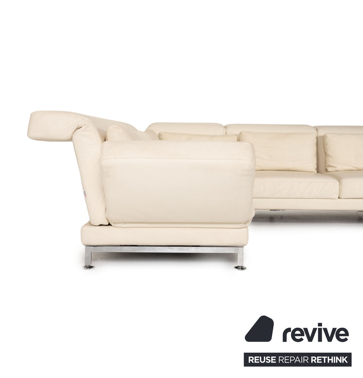 Brühl Moule Leather Sofa Cream Corner Sofa Couch Manual Function