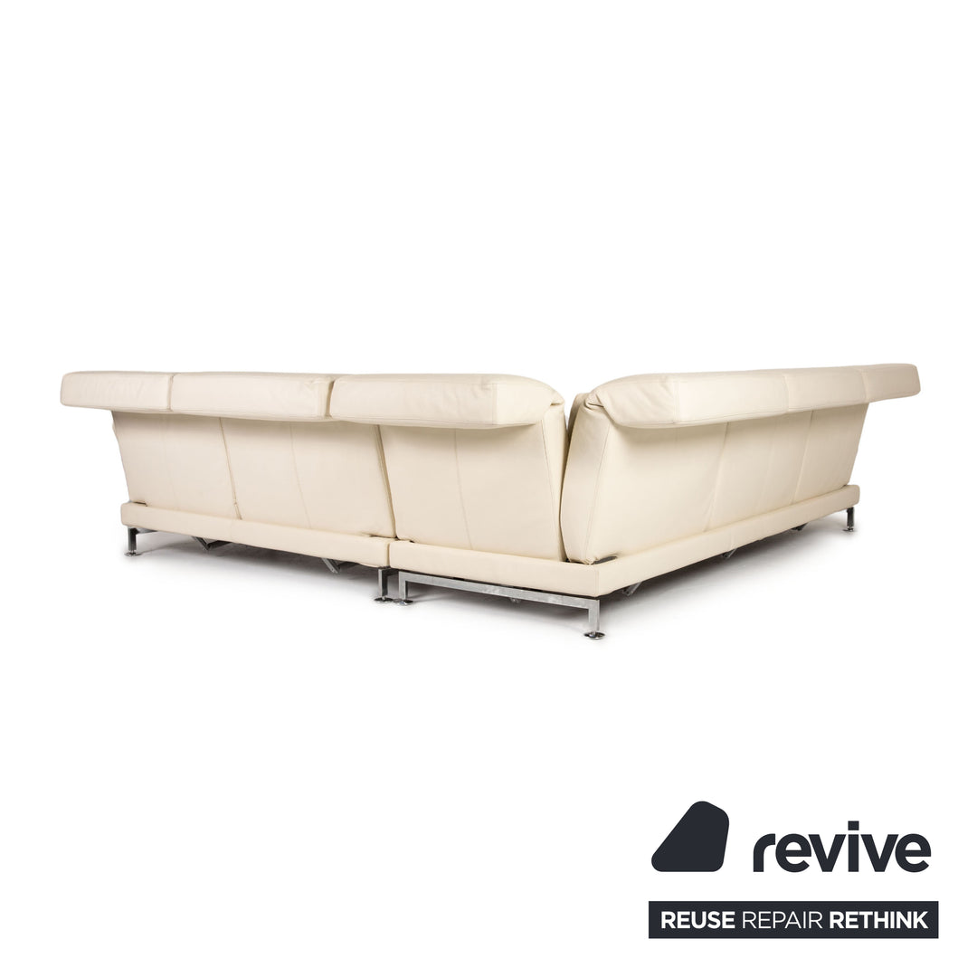 Brühl Moule Leather Sofa Cream Corner Sofa Couch Manual Function