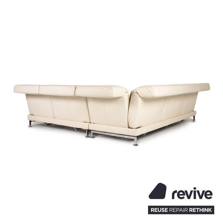 Brühl Moule Leather Sofa Cream Corner Sofa Couch Manual Function