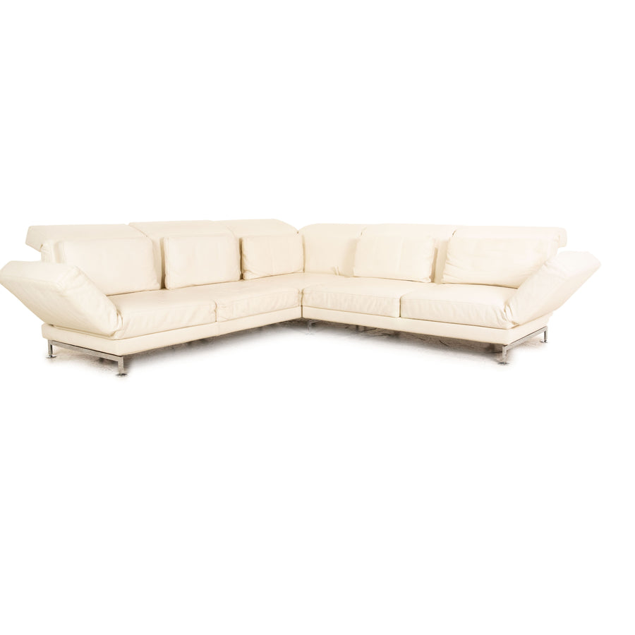 Brühl Moule Leather Sofa Cream Corner Sofa Couch Manual Function