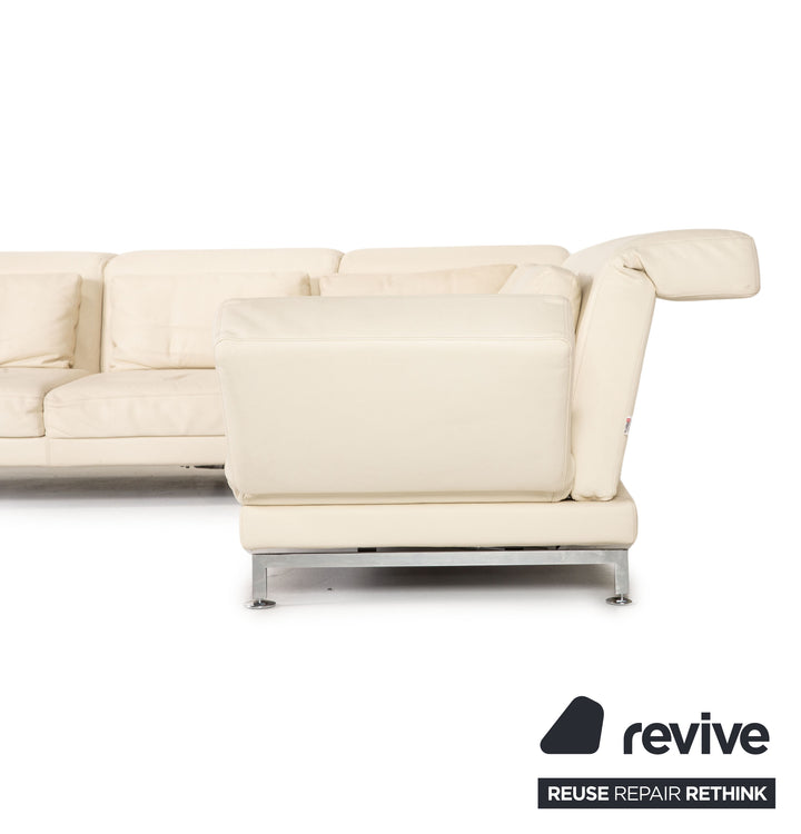 Brühl Moule Leather Sofa Cream Corner Sofa Couch Manual Function