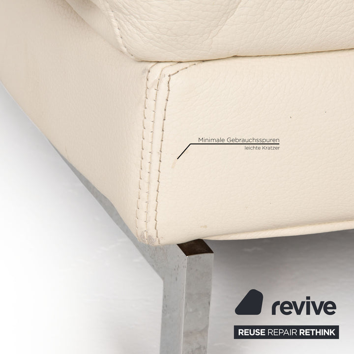 Brühl Moule Leather Sofa Cream Corner Sofa Couch Manual Function