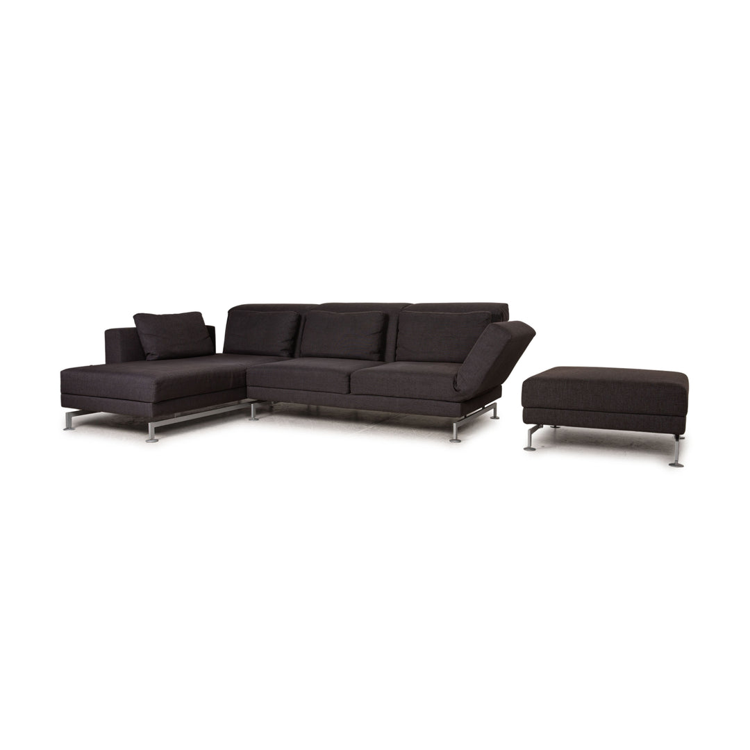 Brühl Moule Stoff Sofa Garnitur Anthrazit Ecksofa Hocker Funktion Relaxfunktion