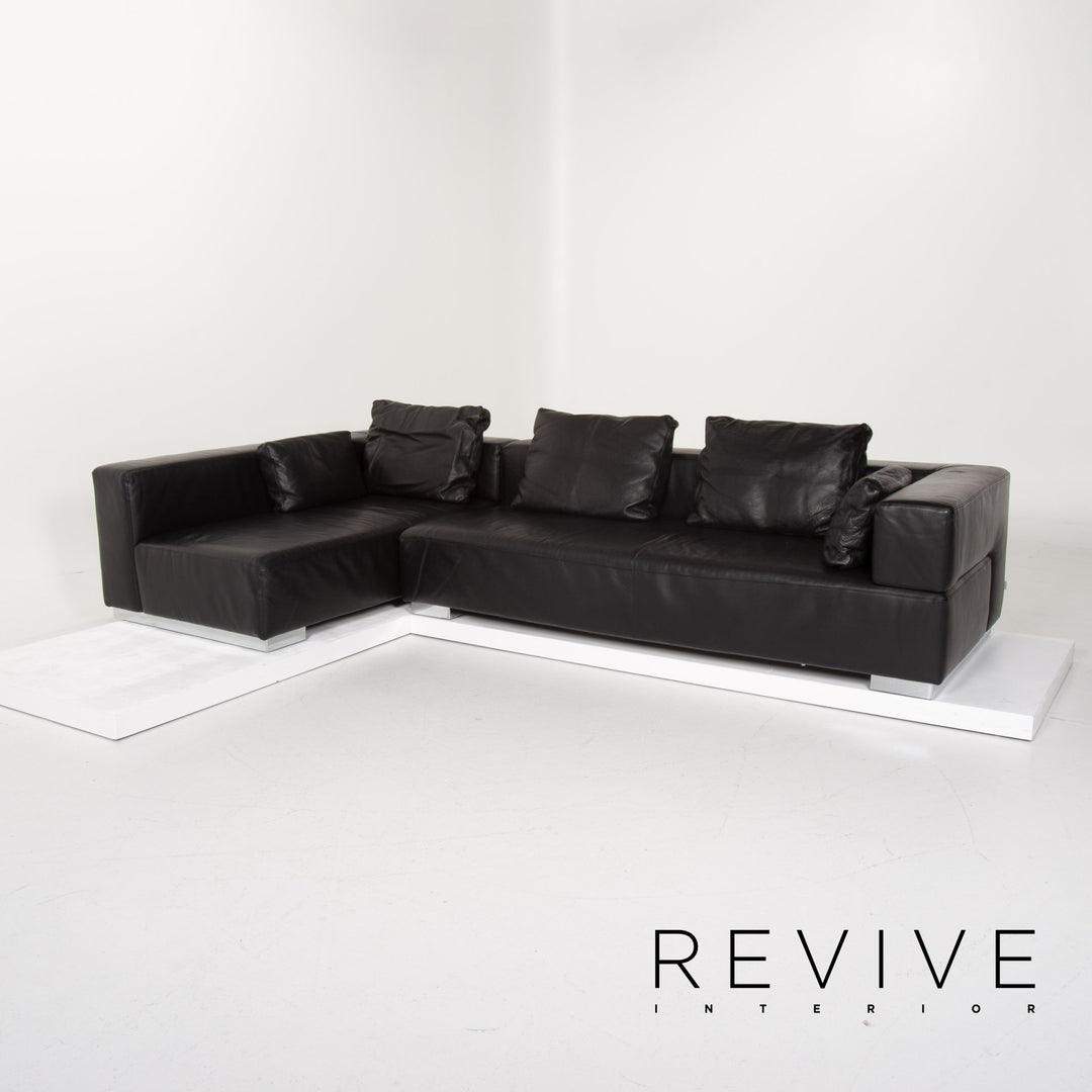 Brühl &amp; Sippold Leather Sofa Black Corner Sofa #13971