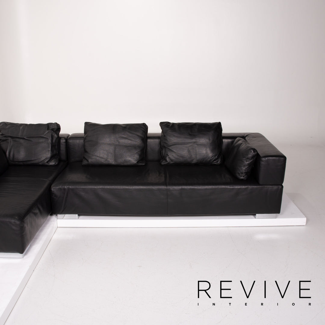 Brühl &amp; Sippold Leather Sofa Black Corner Sofa #13971