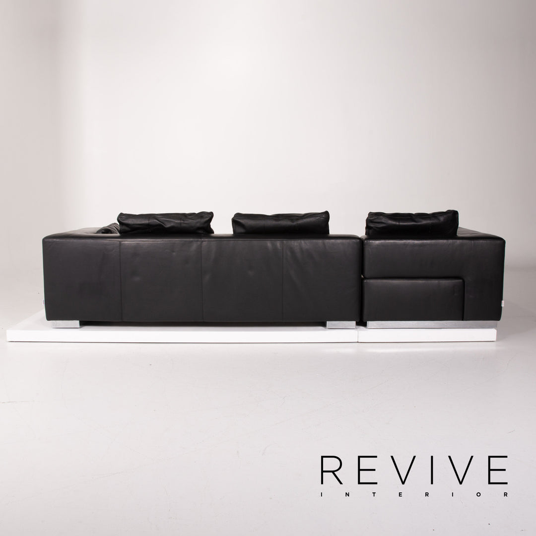 Brühl &amp; Sippold Leather Sofa Black Corner Sofa #13971