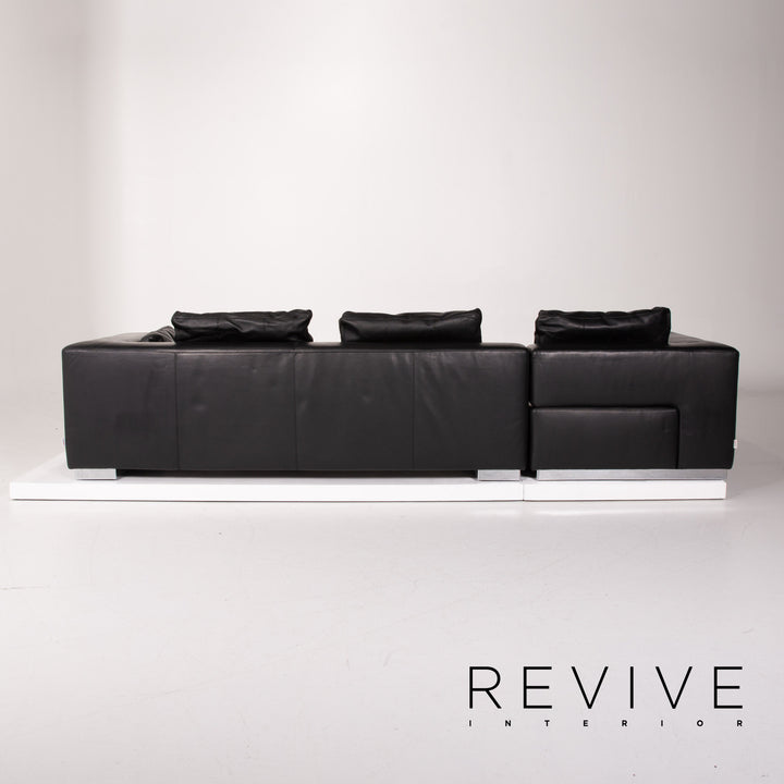 Brühl &amp; Sippold Leather Sofa Black Corner Sofa #13971