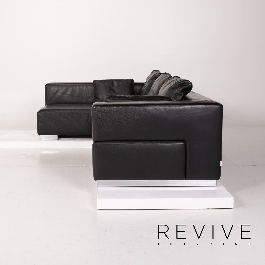 Brühl &amp; Sippold Leather Sofa Black Corner Sofa #13971