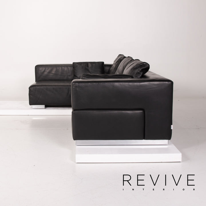 Brühl &amp; Sippold Leather Sofa Black Corner Sofa #13971