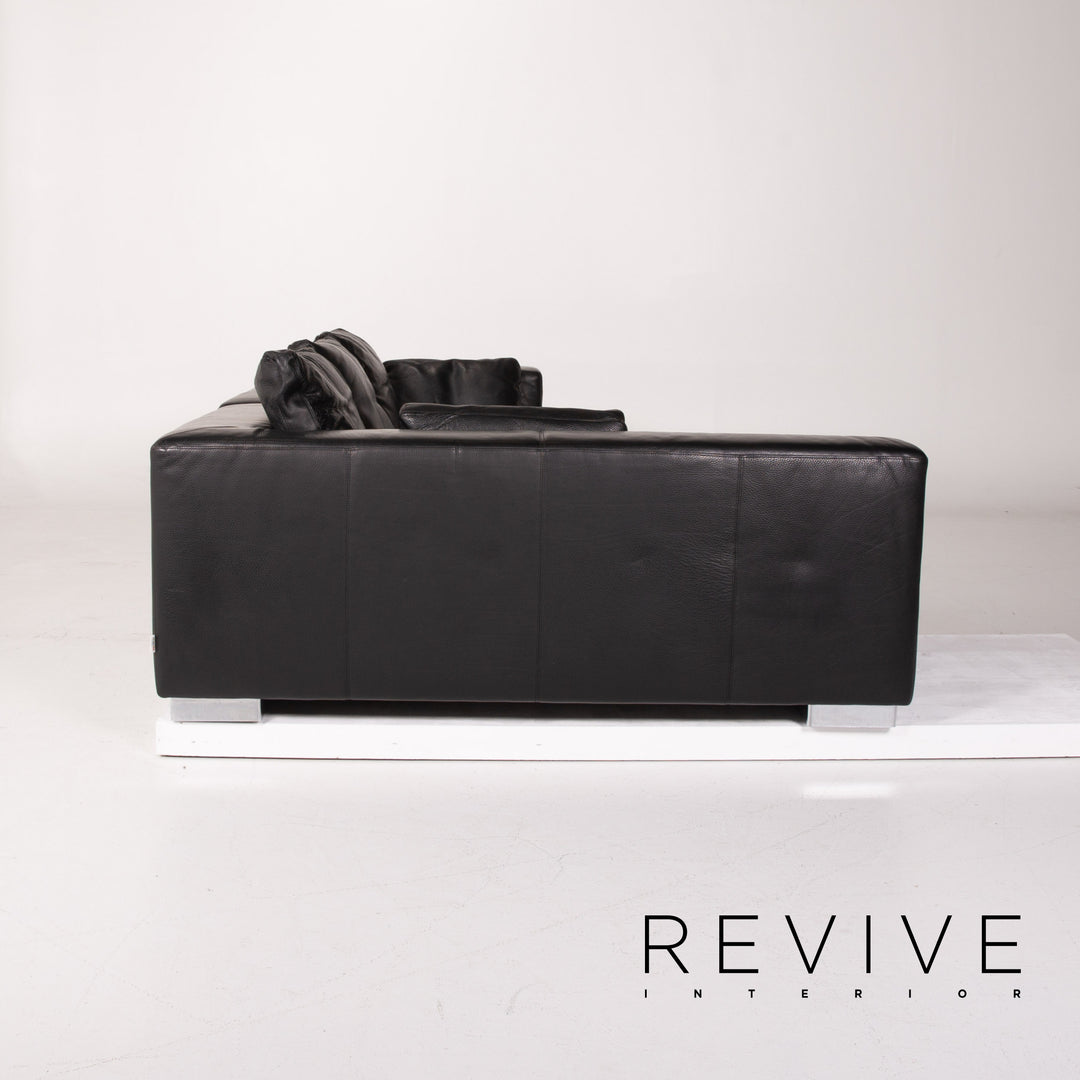 Brühl &amp; Sippold Leather Sofa Black Corner Sofa #13971
