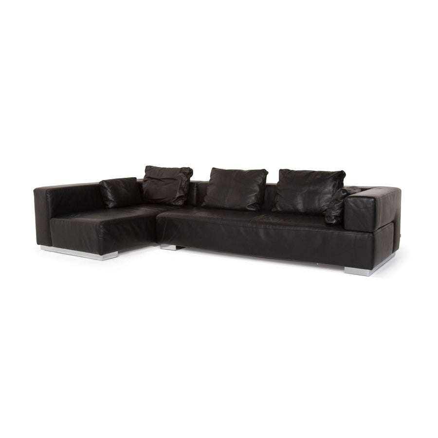 Brühl &amp; Sippold Leather Sofa Black Corner Sofa #13971