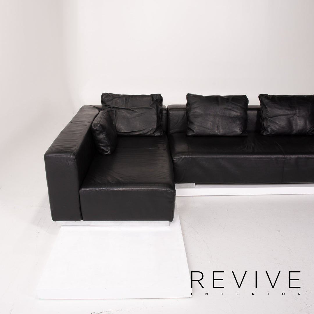 Brühl &amp; Sippold Leather Sofa Black Corner Sofa #13971