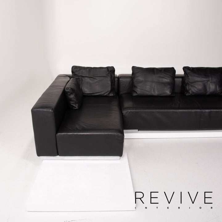 Brühl &amp; Sippold Leather Sofa Black Corner Sofa #13971