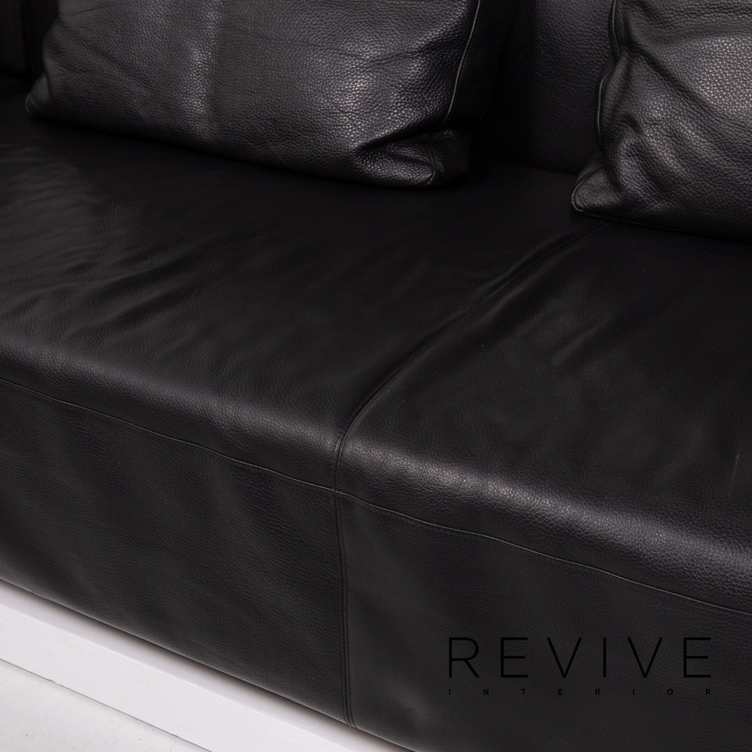 Brühl &amp; Sippold Leather Sofa Black Corner Sofa #13971