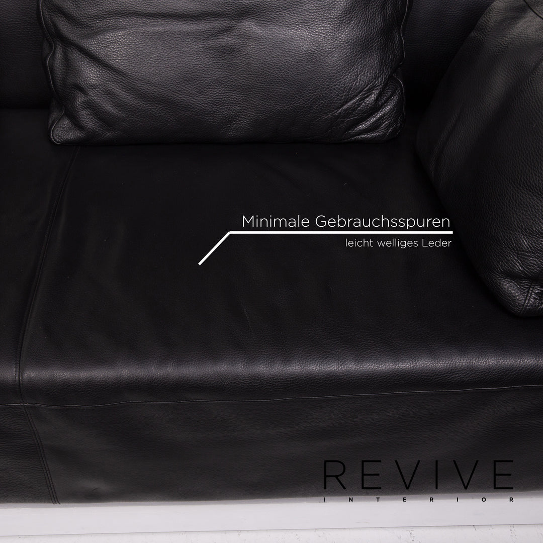 Brühl &amp; Sippold Leather Sofa Black Corner Sofa #13971