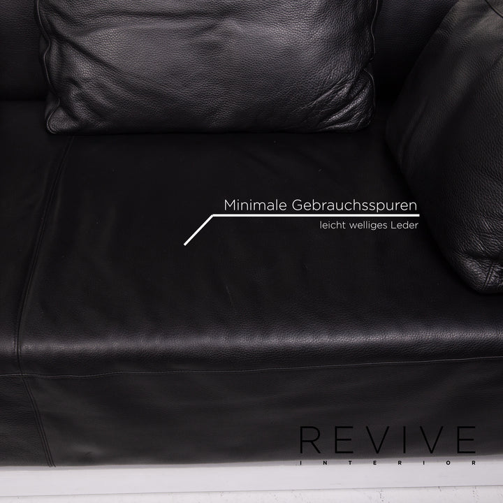 Brühl &amp; Sippold Leather Sofa Black Corner Sofa #13971