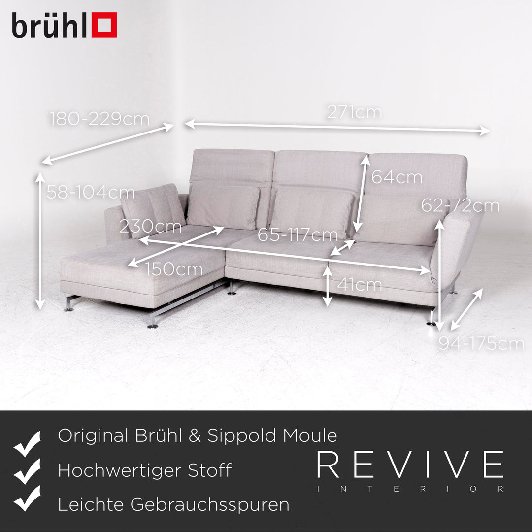 Brühl Moule Canapé d'angle en tissu gris #8370