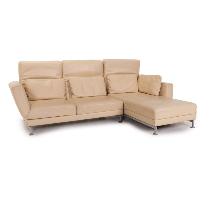 Brühl Moule leather corner sofa beige cream sofa bed function sleeping function couch