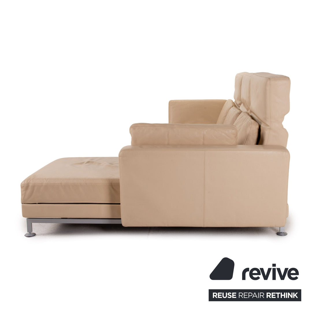 Brühl Moule leather corner sofa beige cream sofa bed function sleeping function couch