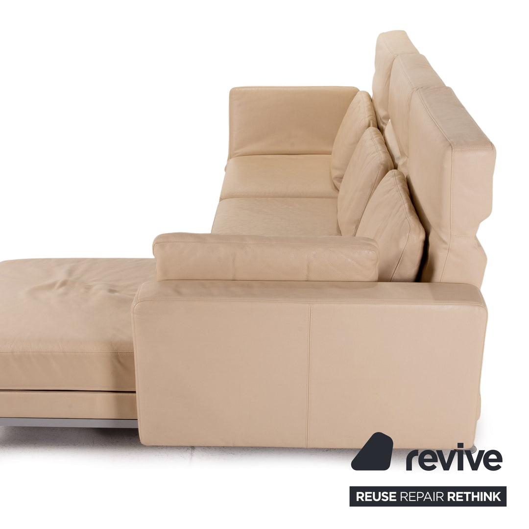 Brühl Moule leather corner sofa beige cream sofa bed function sleeping function couch