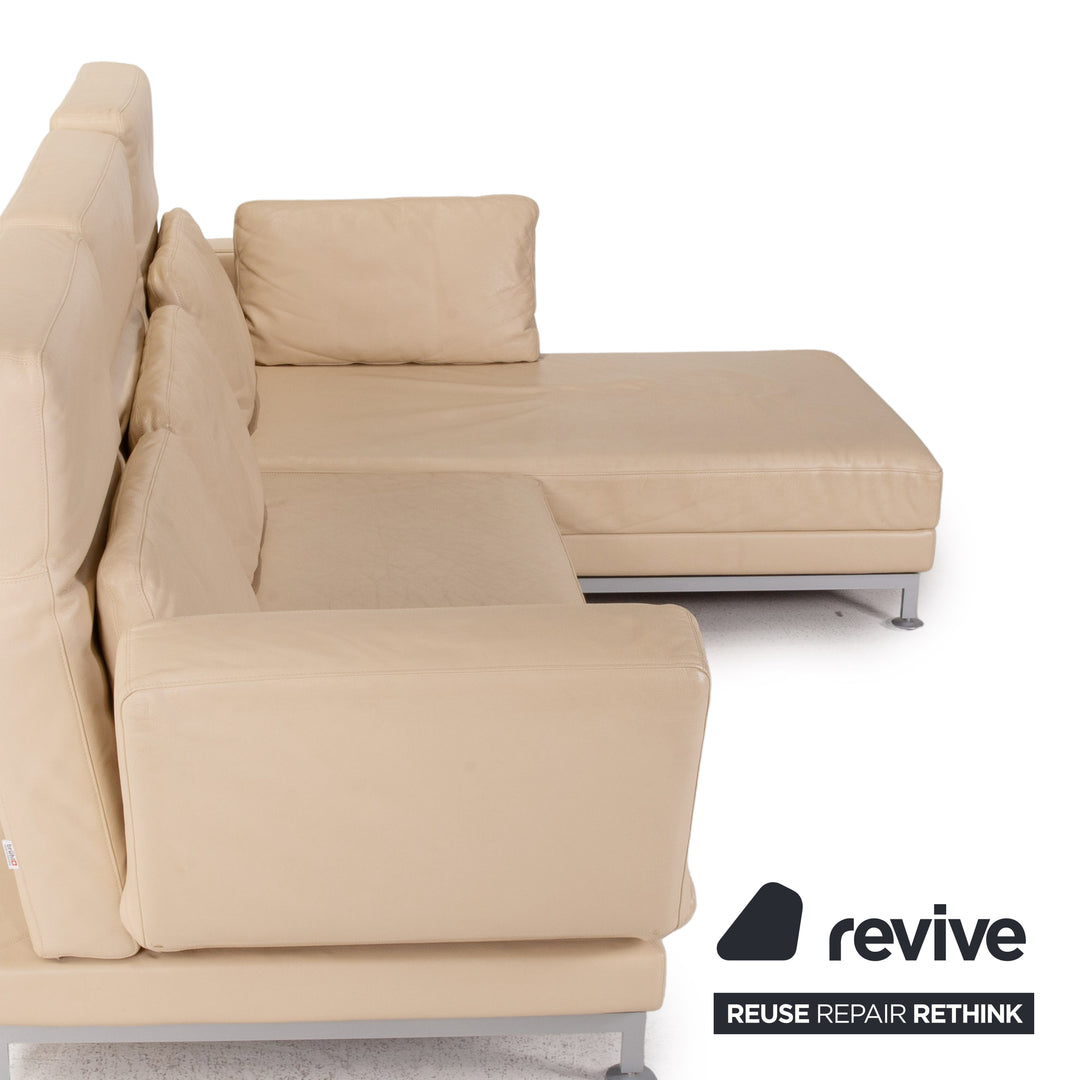 Brühl Moule leather corner sofa beige cream sofa bed function sleeping function couch
