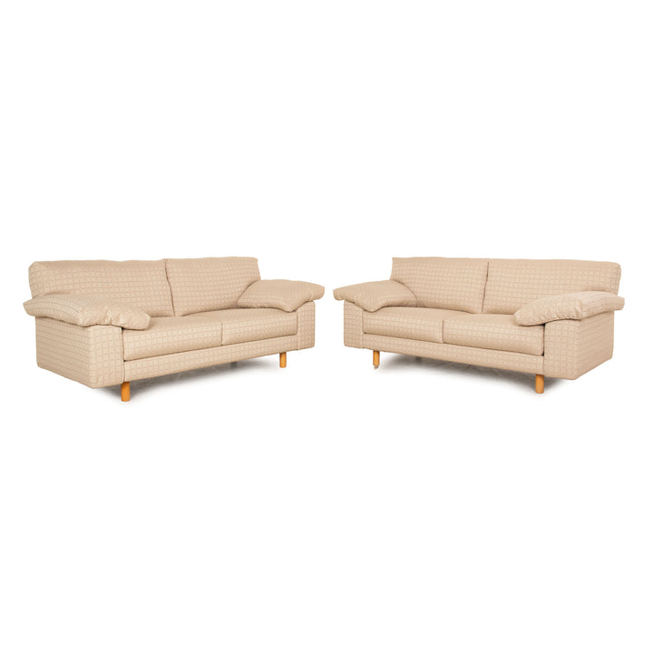 Brühl Stoff Sofa Garnitur Creme 2x Zweisitzer Couch