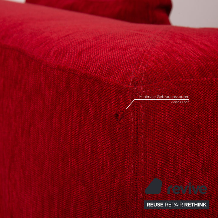 Brühl Stoff Sofa Garnitur Rot Ecksofa Hocker Couch Recamiere links