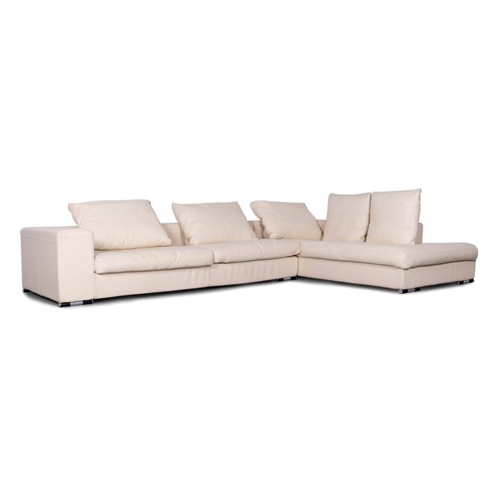 Who's Perfect Canapé en cuir design beige, canapé d'angle en cuir véritable #5980