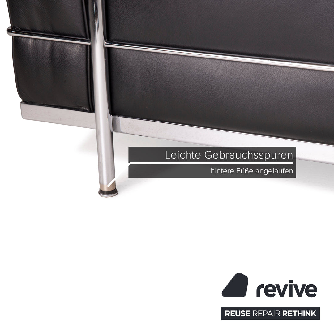 Cassina LC2 Fauteuil en Cuir Noir Corbusier Chrome
